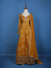 Mustard Yellow Floral Motif Bead And Printed Georgette Gown - Diadem
