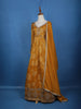 Mustard Yellow Floral Motif Bead And Printed Georgette Gown - Diadem
