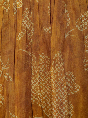 Mustard Yellow Floral Motif Bead And Printed Georgette Gown - Diadem
