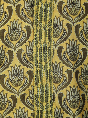 Mustard Yellow Floral Printed Cotton Kurta Set , With Pant - Diadem
