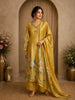 Mustard Yellow Floral Printed Design Tissue Silk Straight Cut Salwar Suit with Dupatta