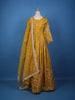 Mustard Yellow Floral Printed Organza Gown - Diadem