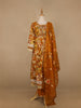 Mustard Yellow Floral Prints Cotton Straight Cut Salwar Suit - Diadem