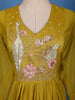 Mustard Yellow Floral Sequin Embroidery Silk Cotton Salwar Suit - Diadem