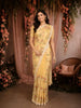 Mustard Yellow Floral Thread Embroidered Design Georgette Designer Saree