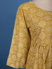 Mustard Yellow Geometric Design Printed Cotton Kurti - Diadem