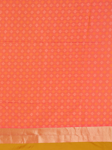 Mustard Yellow Geometric Motif pattern Silk Saree - Diadem