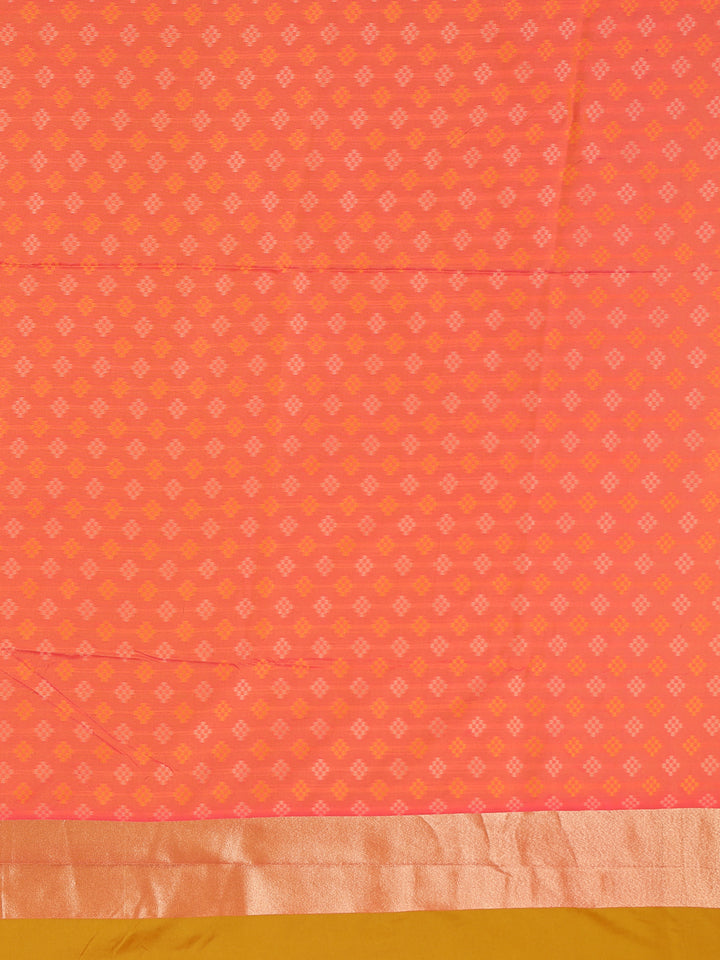 Mustard Yellow Geometric Motif pattern Silk Saree - Diadem