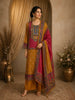 Mustard Yellow Geometric Printed  Design Crepe Straight Cut Salwar Suit with Dupatta