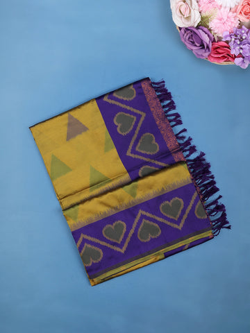 Mustard Yellow Heart Woven Tissue Silk Saree - Diadem