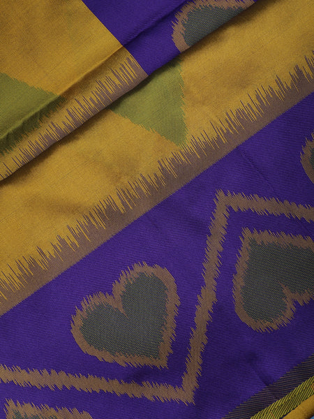 Mustard Yellow Heart Woven Tissue Silk Saree - Diadem