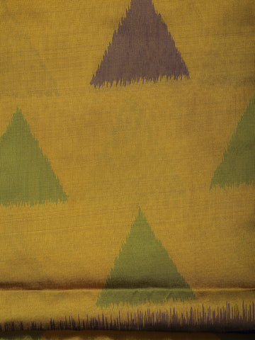 Mustard Yellow Heart Woven Tissue Silk Saree - Diadem