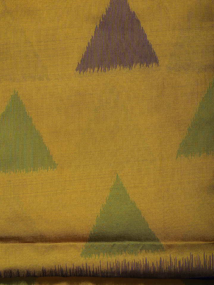 Mustard Yellow Heart Woven Tissue Silk Saree - Diadem