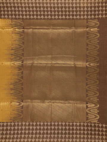 Mustard Yellow Semi Tussar Silk Abstract Designed Saree - Diadem