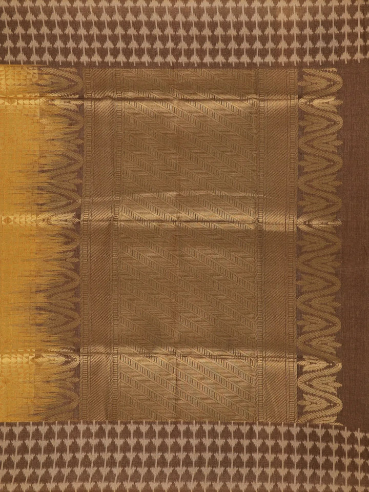 Mustard Yellow Semi Tussar Silk Abstract Designed Saree - Diadem
