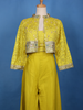 Mustard Yellow Sequins Embroidered Georgette Palazzo Suit - Diadem