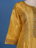 Mustard Yellow Sequins and Bead Embellished Tissue Banarasi Salwar Suit - Diadem