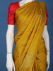 Mustard Yellow Woven Stripes Floral Design Zari Border Silk Saree - Diadem