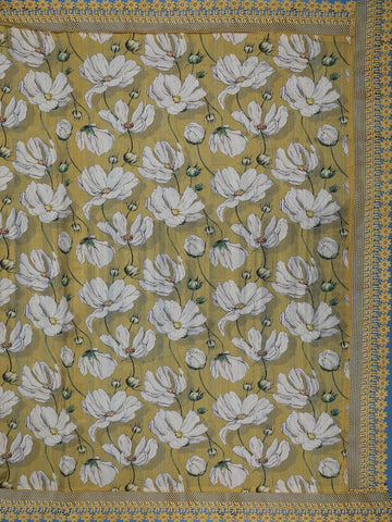 Mustard yellow Floral Designed Semi Tussar Saree - Diadem