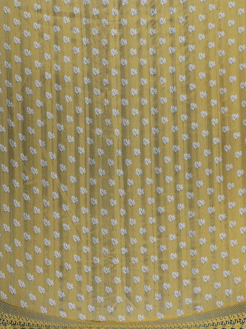 Mustard yellow Floral Designed Semi Tussar Saree - Diadem