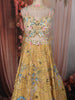 Mustard yellow Heavy Beads and Pearls Embroidered Design Net Haldi Lehenga Set with Choker Dupatta