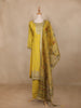 Mustard yellow Floral Embroidered Semi Silk Salwar Suit