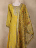Mustard yellow Floral Embroidered Semi Silk Salwar Suit