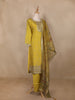 Mustard yellow Floral Embroidered Semi Silk Salwar Suit