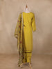 Mustard yellow Floral Embroidered Semi Silk Salwar Suit