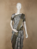 Muted Ash Grey Floral Printed Design Semi Tussar Saree