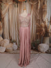 Muted Blush Pink Abstract Sequins and Kartana Embroidered Design Holographic Corset Party Wear Gown