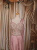 Muted Blush Pink Abstract Sequins and Kartana Embroidered Design Holographic Corset Party Wear Gown