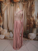 Muted Blush Pink Abstract Sequins and Kartana Embroidered Design Holographic Corset Party Wear Gown