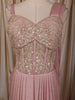 Muted Blush Pink Abstract Sequins and Kartana Embroidered Design Holographic Corset Party Wear Gown