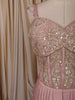 Muted Blush Pink Abstract Sequins and Kartana Embroidered Design Holographic Corset Party Wear Gown