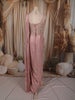 Muted Blush Pink Abstract Sequins and Kartana Embroidered Design Holographic Corset Party Wear Gown