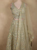 Muted Celadon Sage Green Floral Embroidered and Stone Embellished Design Net Lehenga With Net Dupatta