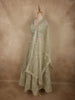 Muted Celadon Sage Green Floral Embroidered and Stone Embellished Design Net Lehenga With Net Dupatta