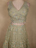 Muted Celadon Sage Green Floral Embroidered and Stone Embellished Design Net Lehenga With Net Dupatta