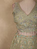 Muted Celadon Sage Green Floral Embroidered and Stone Embellished Design Net Lehenga With Net Dupatta