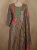 Muted Cocoa Brown Floral Embroidered Design Crepe Palazzo Suit with Dupatta