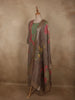 Muted Cocoa Brown Floral Embroidered Design Crepe Palazzo Suit with Dupatta