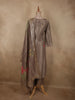 Muted Cocoa Brown Floral Embroidered Design Crepe Palazzo Suit with Dupatta