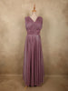 Muted Dusty Mauve Solid Design Shimmer Pleated Party Wear Gown