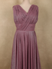 Muted Dusty Mauve Solid Design Shimmer Pleated Party Wear Gown
