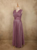 Muted Dusty Mauve Solid Design Shimmer Pleated Party Wear Gown