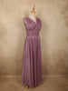 Muted Dusty Mauve Solid Design Shimmer Pleated Party Wear Gown