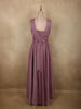 Muted Dusty Mauve Solid Design Shimmer Pleated Party Wear Gown