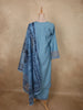 Muted Dusty Steel Blue Floral Thread Embroidered Design Cotton Salwar Suit with Dupatta