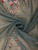 Muted Dusty Teal Blue Floral Sequins and Beads Embroidered Design Net Designer Saree
